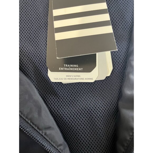 Adidas Jacket Mens Medium Blue Track Full Zip High Neck Active Athletic Logo - Picture 9 of 15